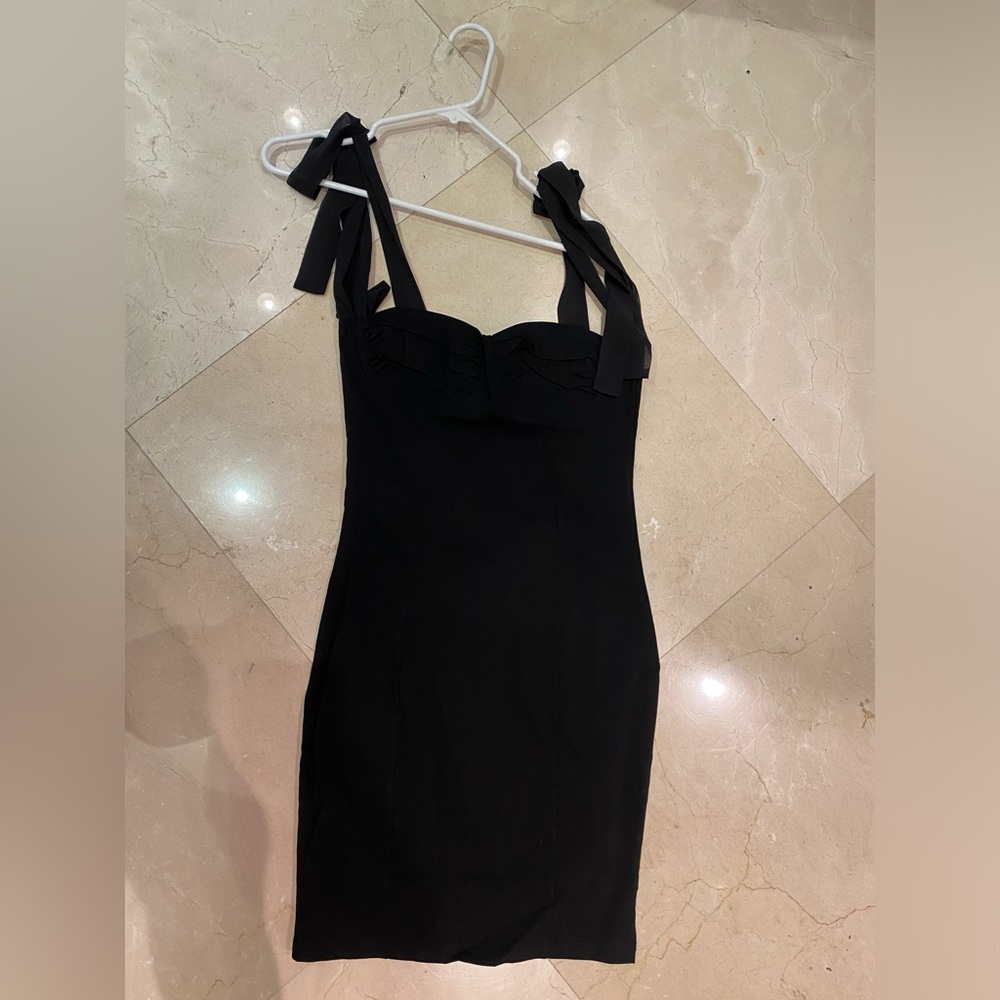 Little black dress with tie strap detail